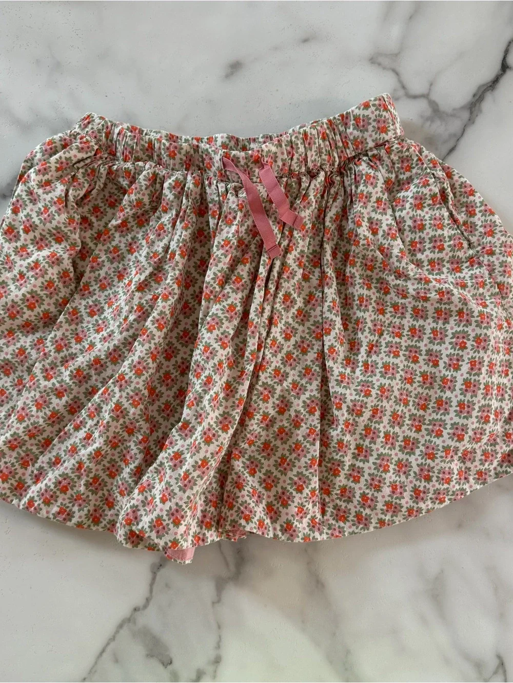 Mini Boden Floral Pink and Green Cotton Skirt